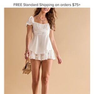 Elegant White Puff Sleeve Top